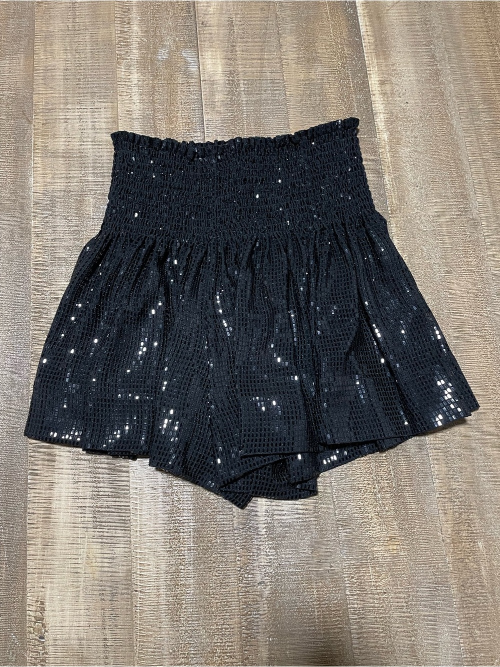 QUEEN OF SPARKLES Black Sequin Women's Shorts Slimmer New